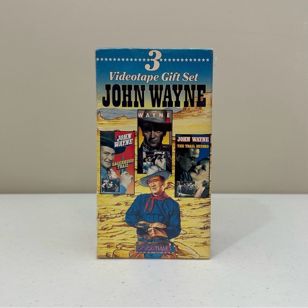 John Wayne VHS Gift Set 3 Videotapes Sagebrush Dawn Rider Trail Beyond Sealed